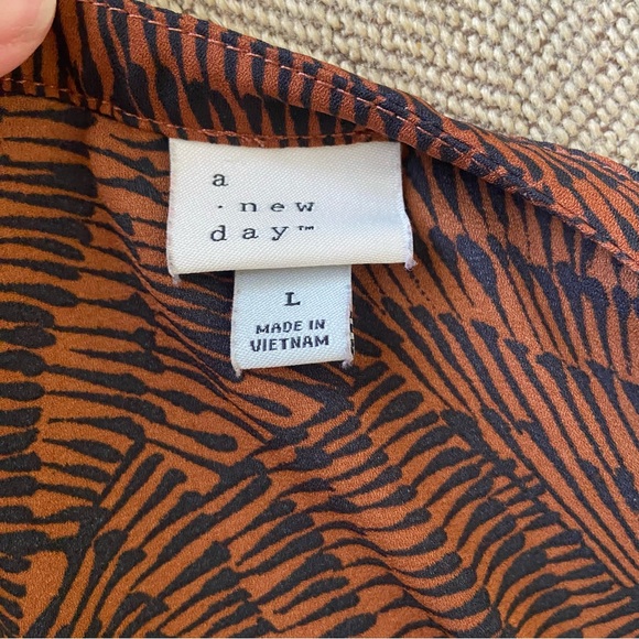 A New Day Long Sleeve Fall Tiered Ruffle Tiger Print Midi Dress Women’a Large - Picture 4 of 5